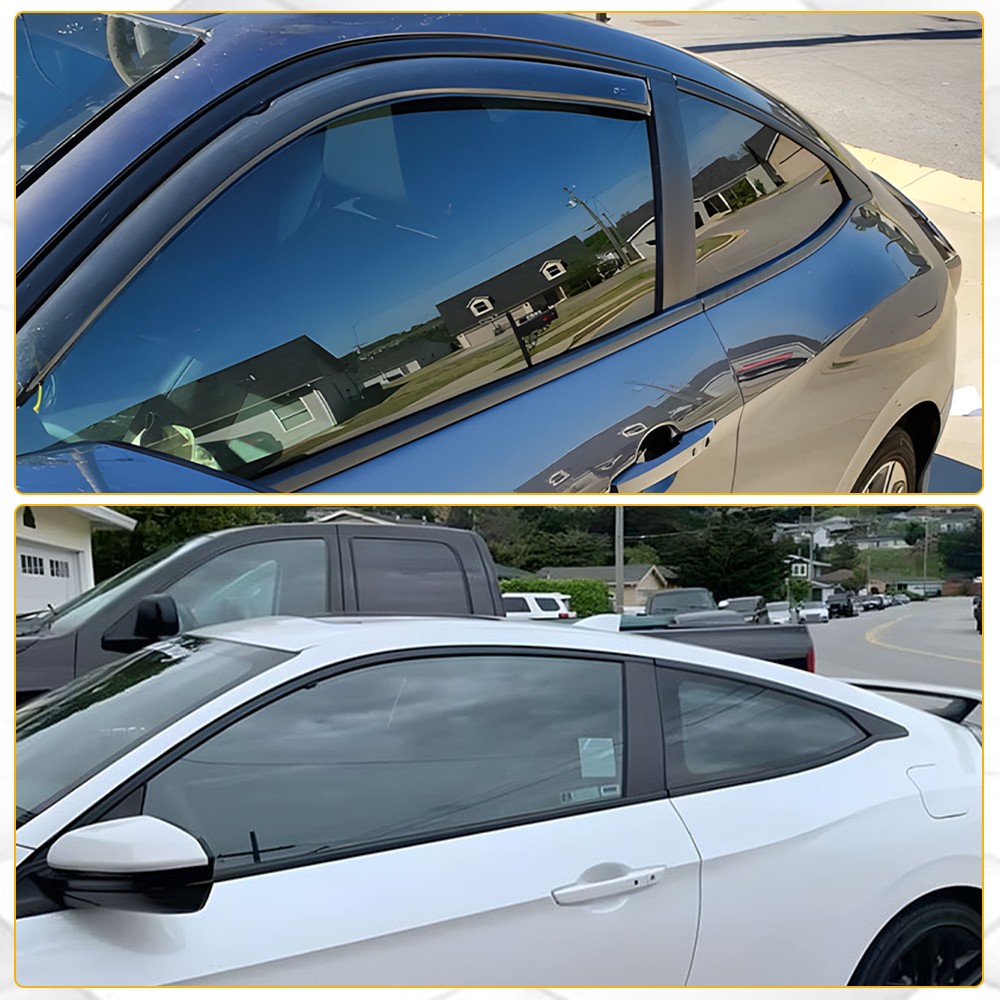 1Set Chrome Delete Blackout Overlay Window Trim for Honda Civic Coupe 2016-2020