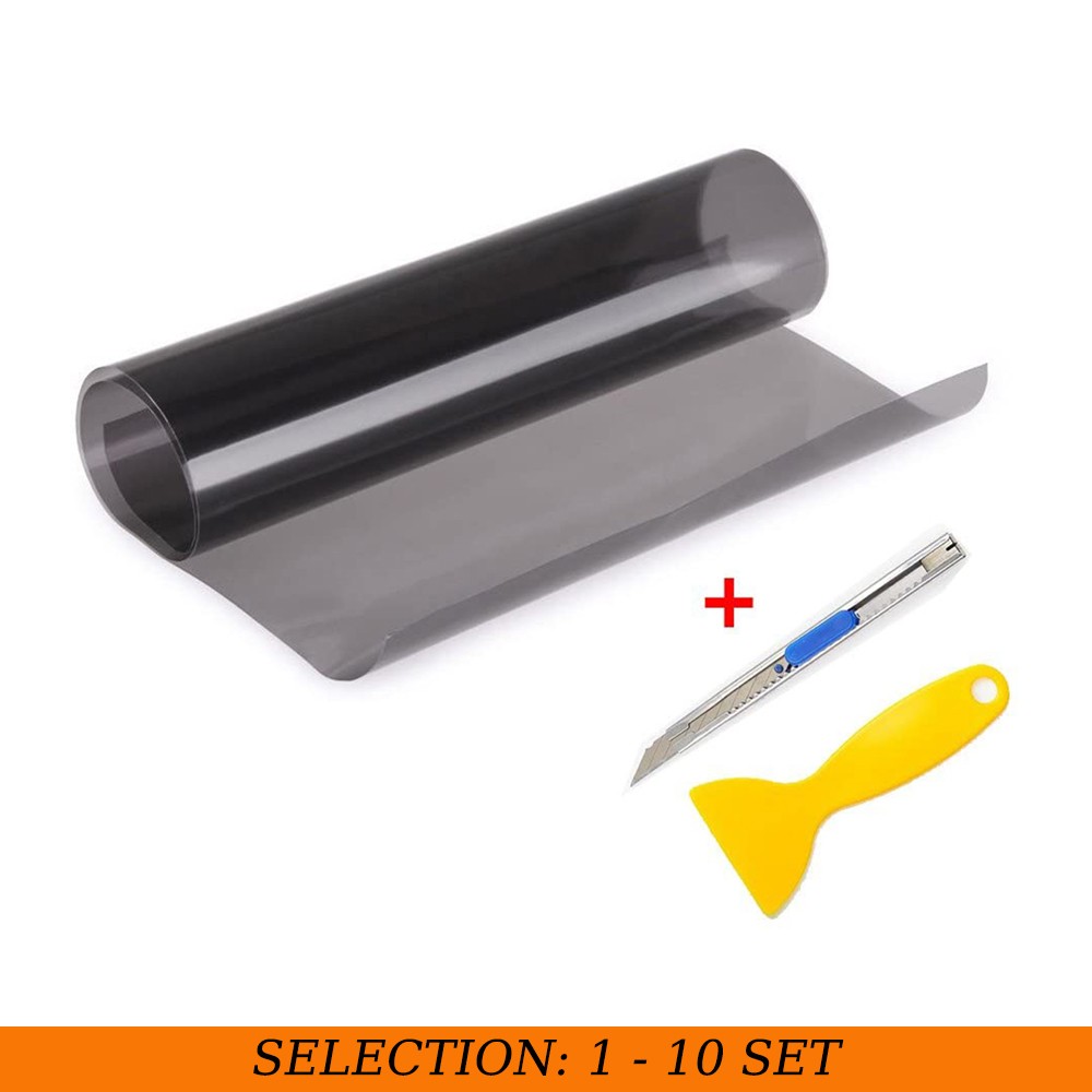 1-10PCS Light Black Vinyl Film for Car Headlight Taillight Windshield Hood 72”