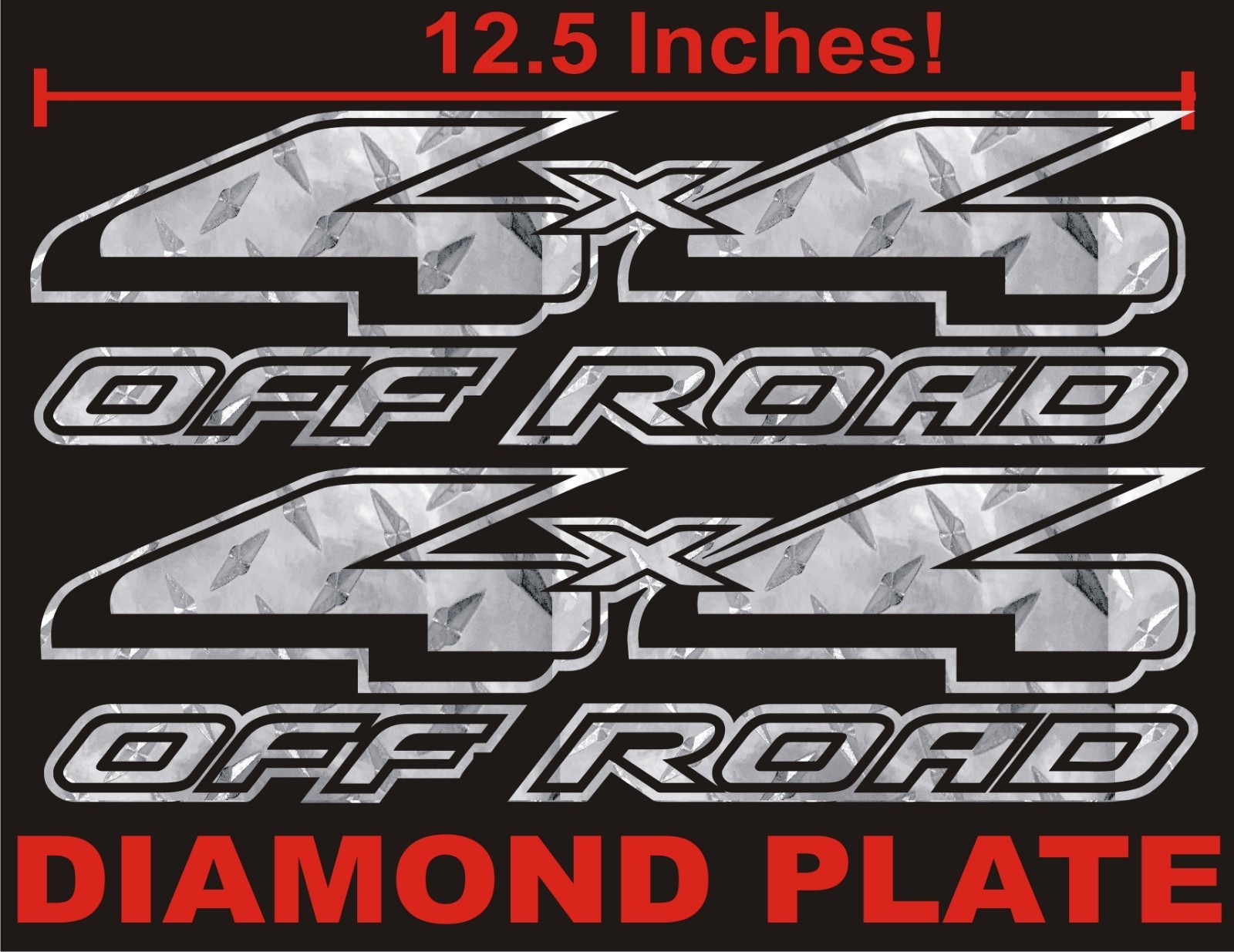 4×4 OFFROAD Truck Decal Set DIAMOND PLATE CHROME for Ford F150 & Super Duty