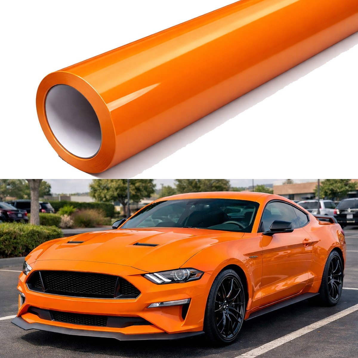 660″x60″ Gloss PET Liner McLaren Orange Car Vinyl Wrap Air Release 55FTX5FT DIY