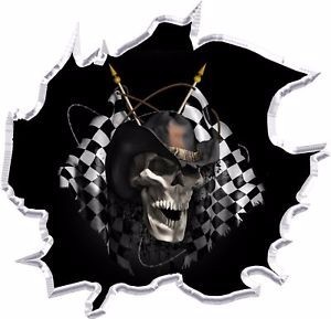 Racing skull graphic decal motorcycle go kart race car