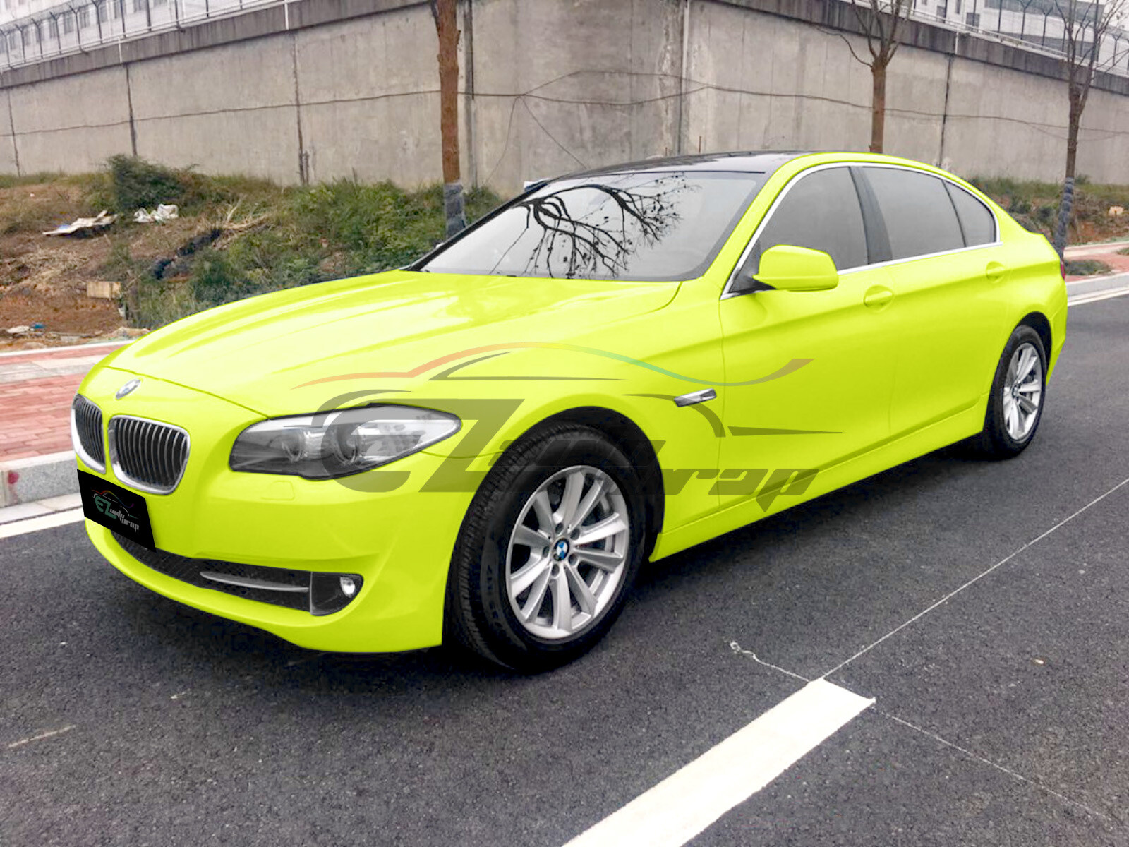 Fluorescent Gloss Neon Yellow Car Sticker Decal Vinyl Wrap Air Release Sheet DIY