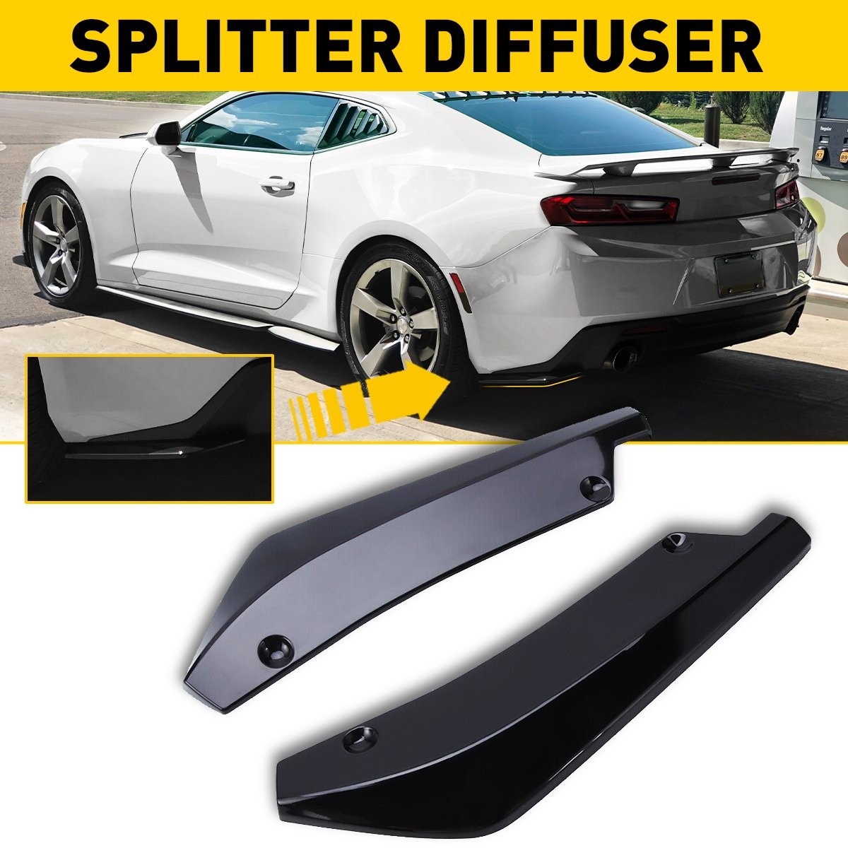 Pair Car Black Universal Bumper Rear Lip Diffuser Splitter Canard Protector New