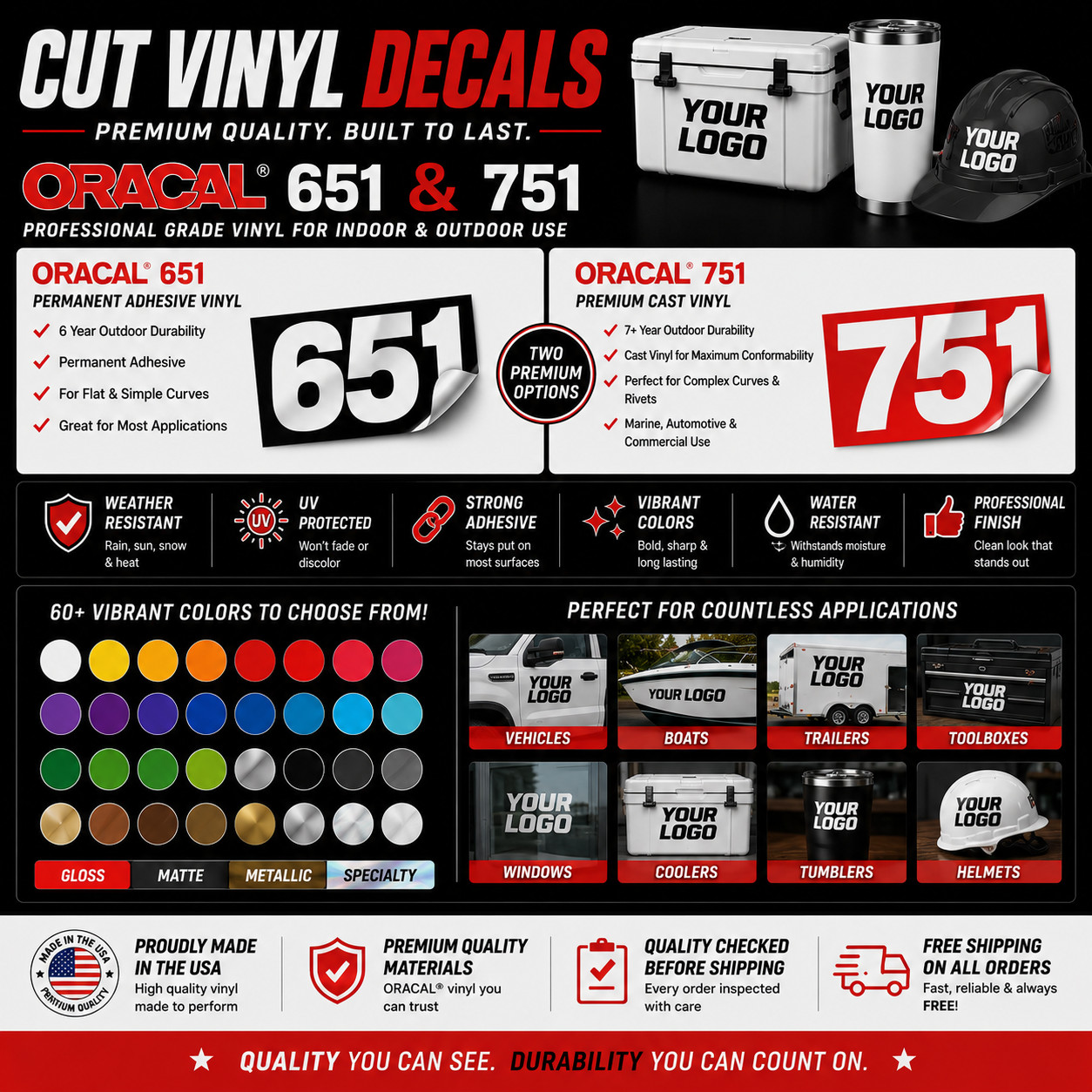 Custom Vinyl Decal Die Cut Logo Sticker Durable Outdoor tool box laptop truck