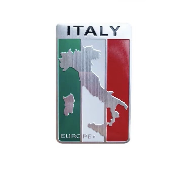 ALUMINUM Italian Flag Emblem Auto Sticker Car Decal Italy IT Free Shipping!