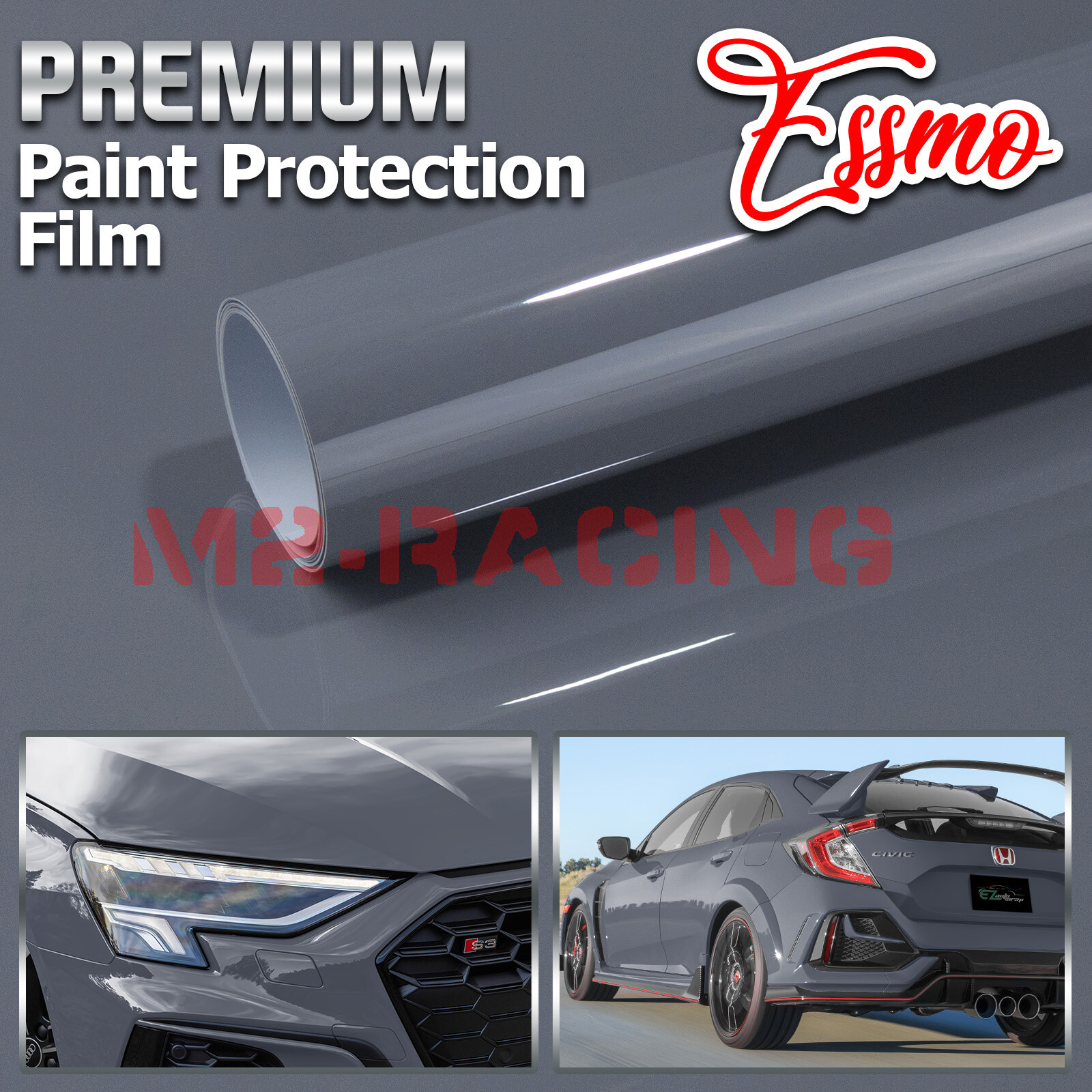 2pcs 4″x8″Sample PPF Paint Protection Gloss Gunmetal Gray Invisible Scratch Free