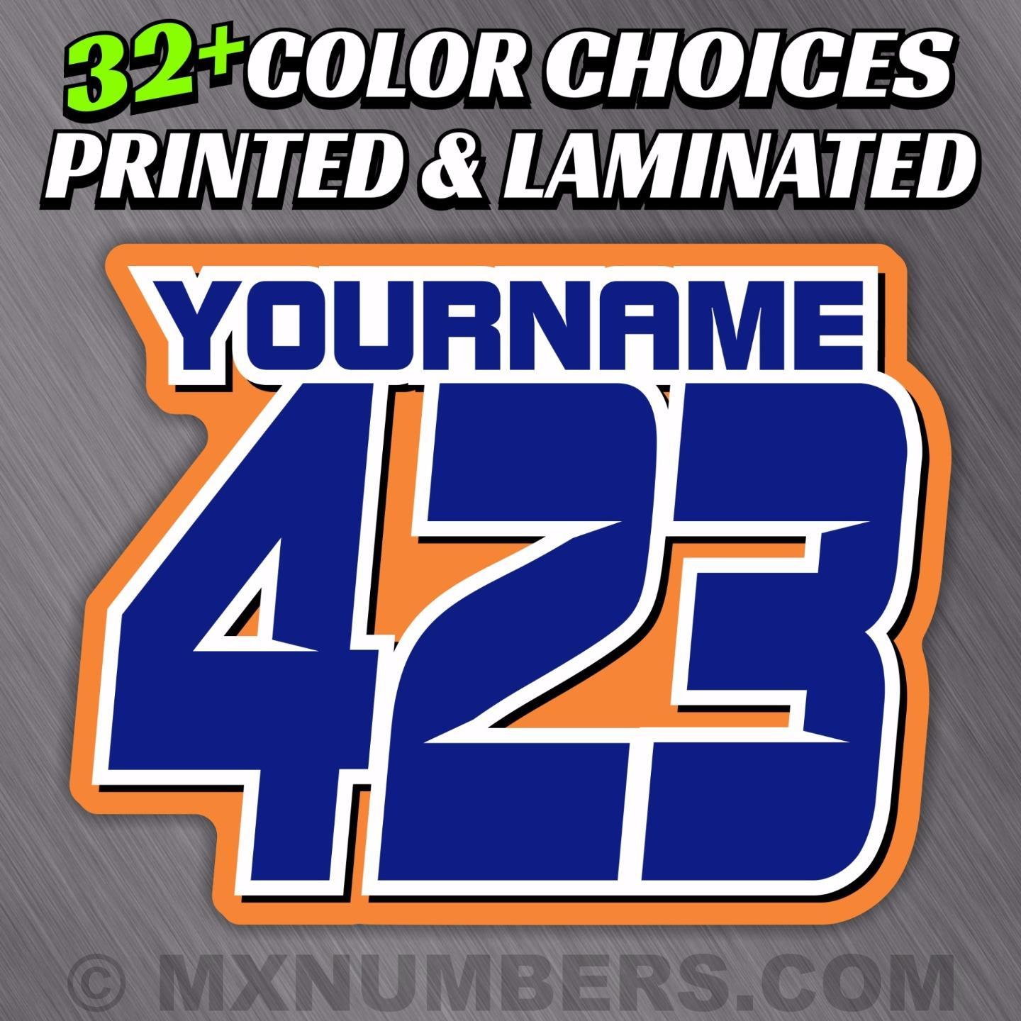 MX Number Name Plate Decal Sticker 4 COLOR ATV SX Dirt Bike Kart Motorcycle Race