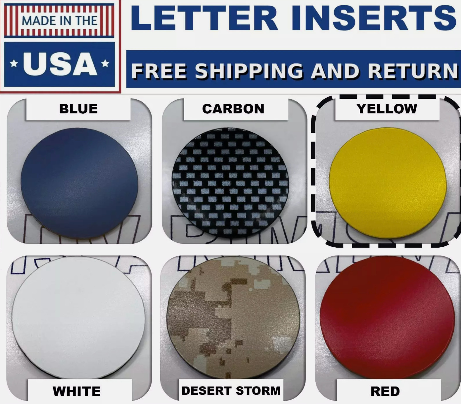 Yellow Letters for H2 Rear Bumper Inserts ABS Plastic