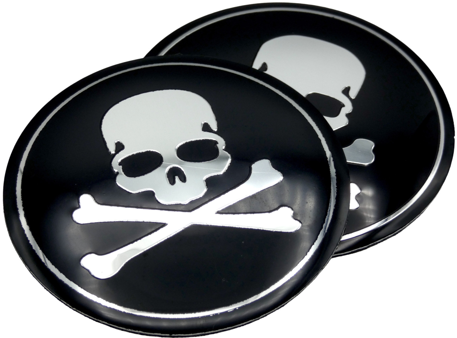 2x Metal Dome Shape Skull And Crossbones Decal Sticker Emblem Car Auto Truck 2.2