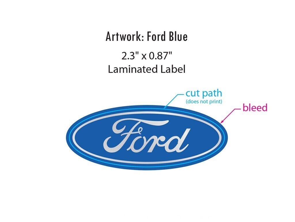4-FORD CENTER CAP LOGOS BLACK OVAL DECALS VINYL F150 F250 MUSTANG FOCUS FUSION