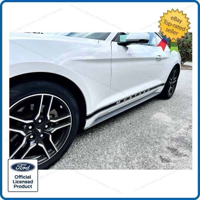 Ford Mustang Rocker Panel Door Side Stripes Decals – RJ – Strips GLOSS BLACK