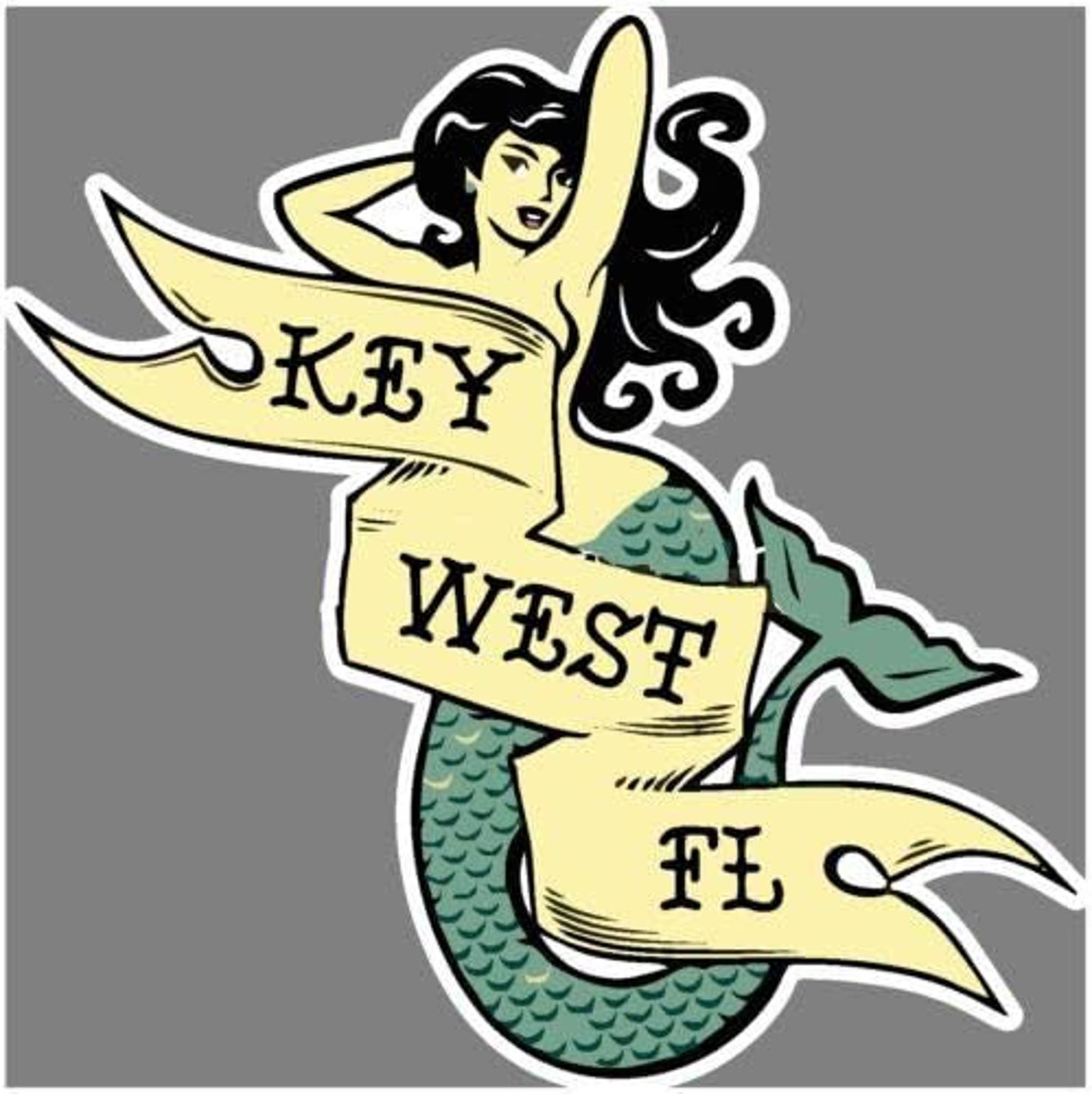 5″ Key West Mermaid Tattoo Spring Break Tropical Florida Vinyl Bumper Sticker