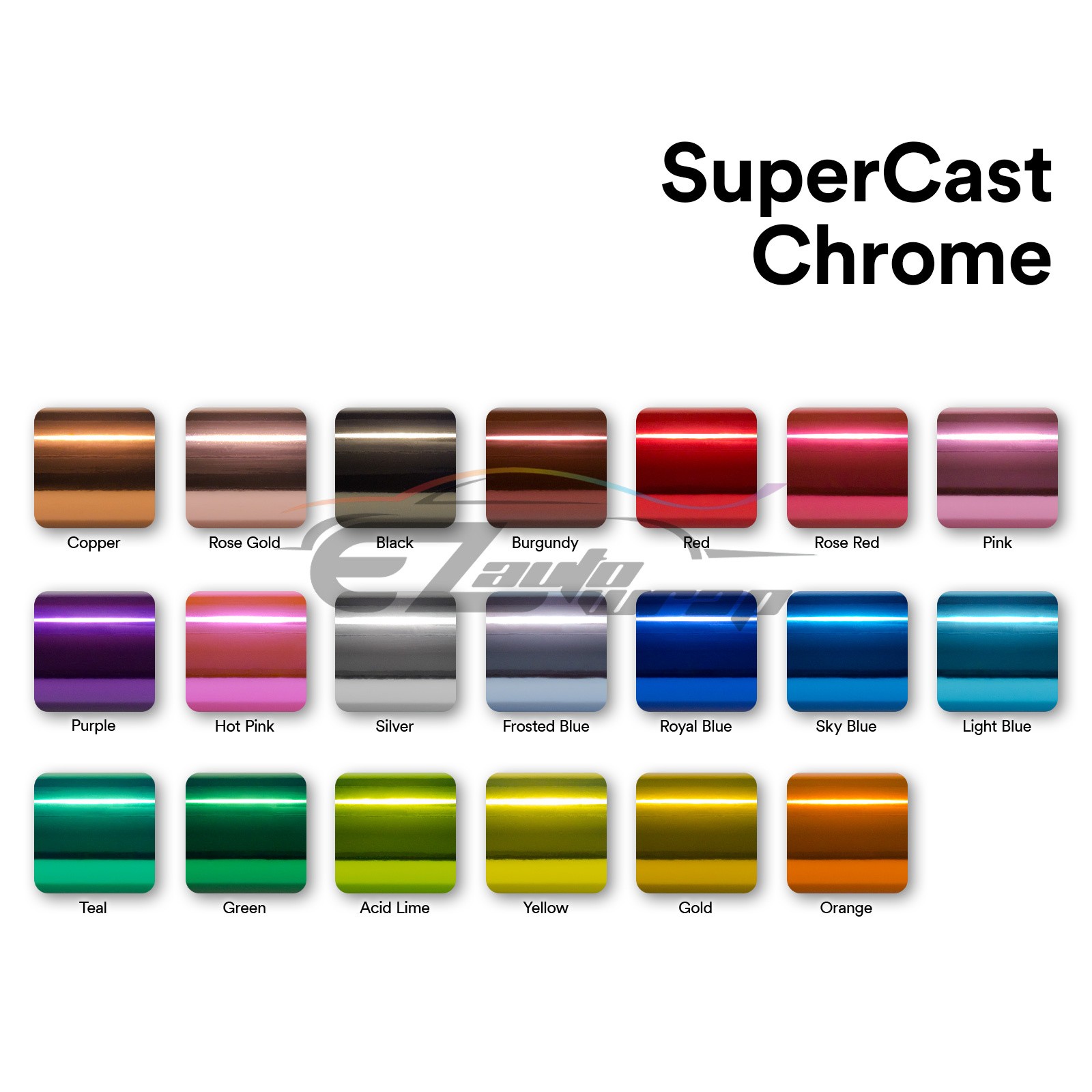 15 Colors Supercast Easy Stretch Chrome Car Vinyl Wrap Bubble Free Sticker Film