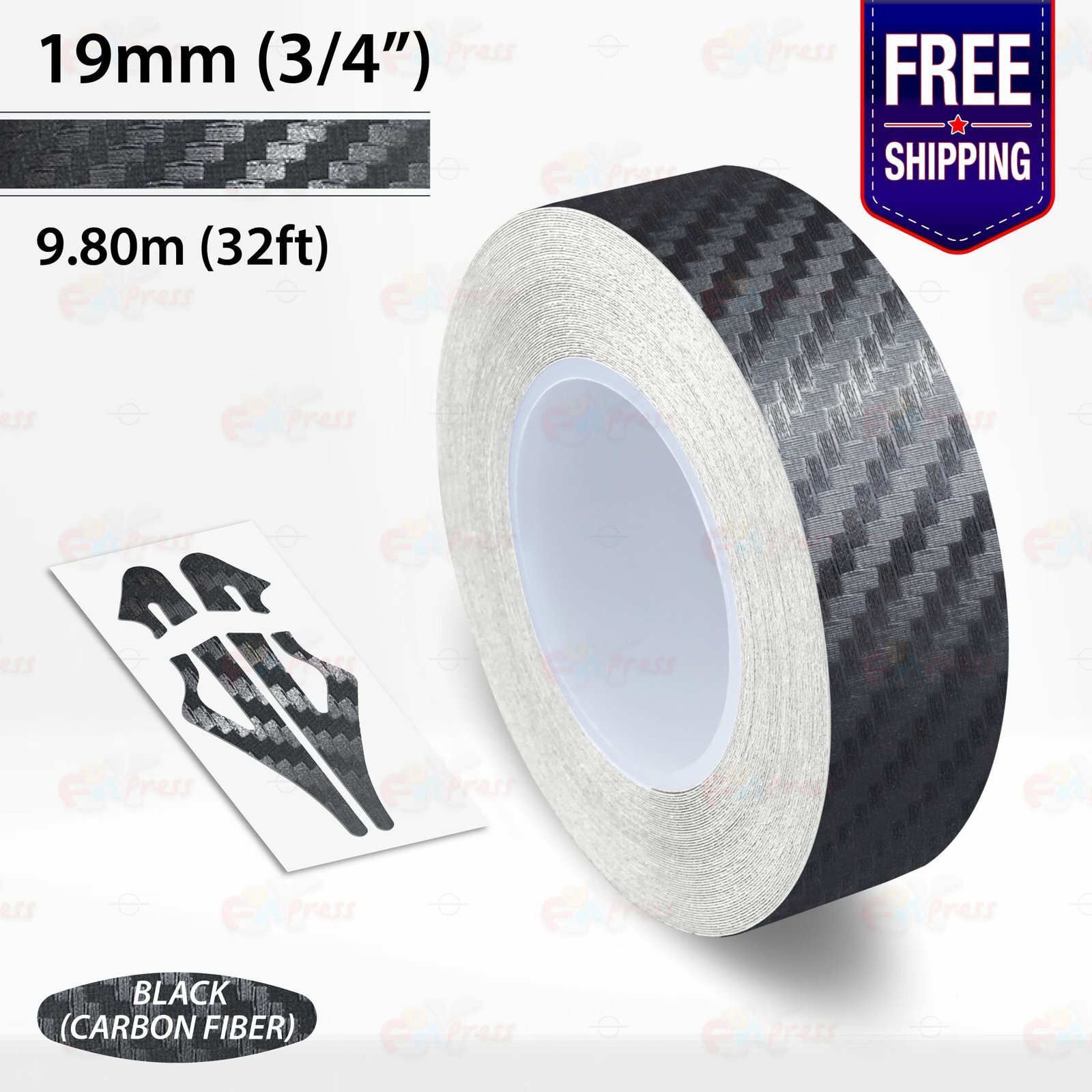 CARBON FIBER BLACK 3/4″ PIN STRIPE Car Model Motorcycle TAPE Vinyl Sticker 19mm