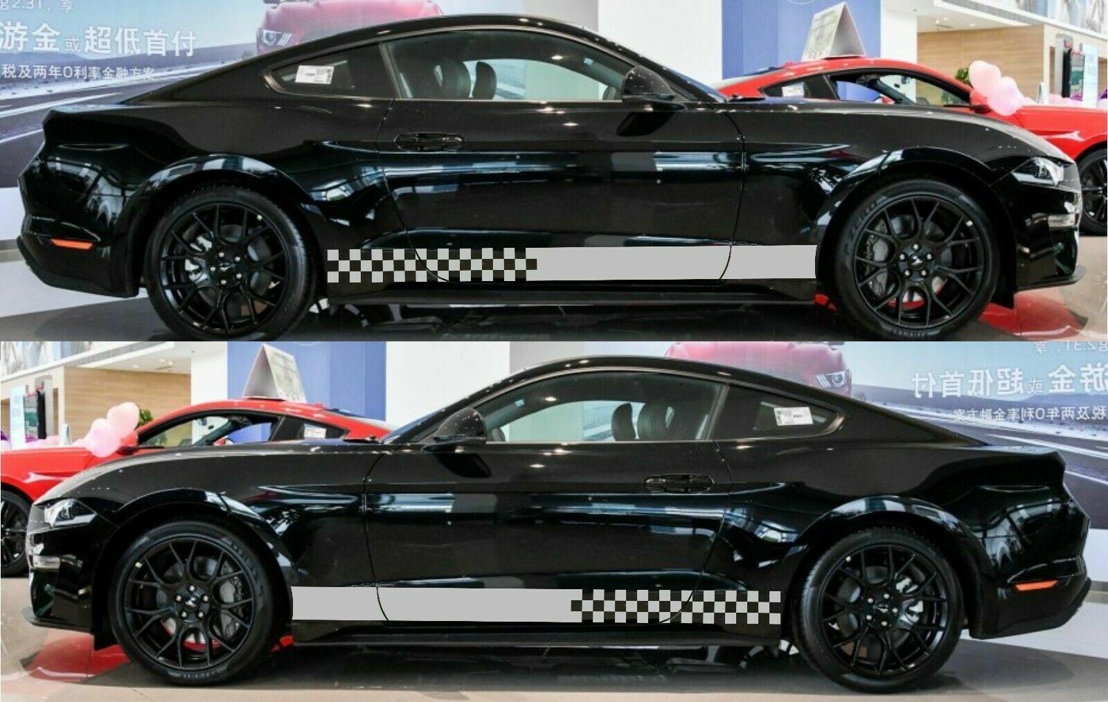 2 Decal sticker Stripes kit set For Ford Mustang GT body panel parts lowering v8