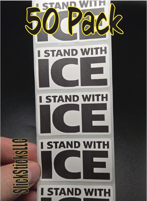 50PCS I STAND WITH ICE bulk stickers decals labels support your thank you I.C.E.