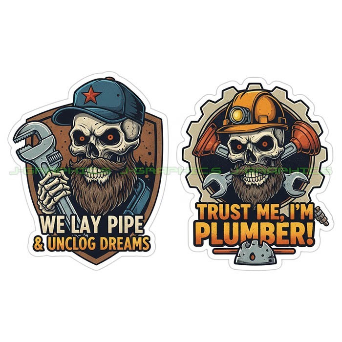 Plumber Plumbing Vinyl Decal Sticker Funny Trade Lay Unclog 2 pack G