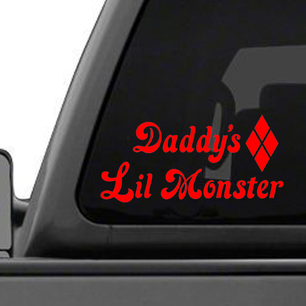 12″ Daddy’s Lil Monster Diamonds Red Vinyl Decal Car Truck Trailer Camper