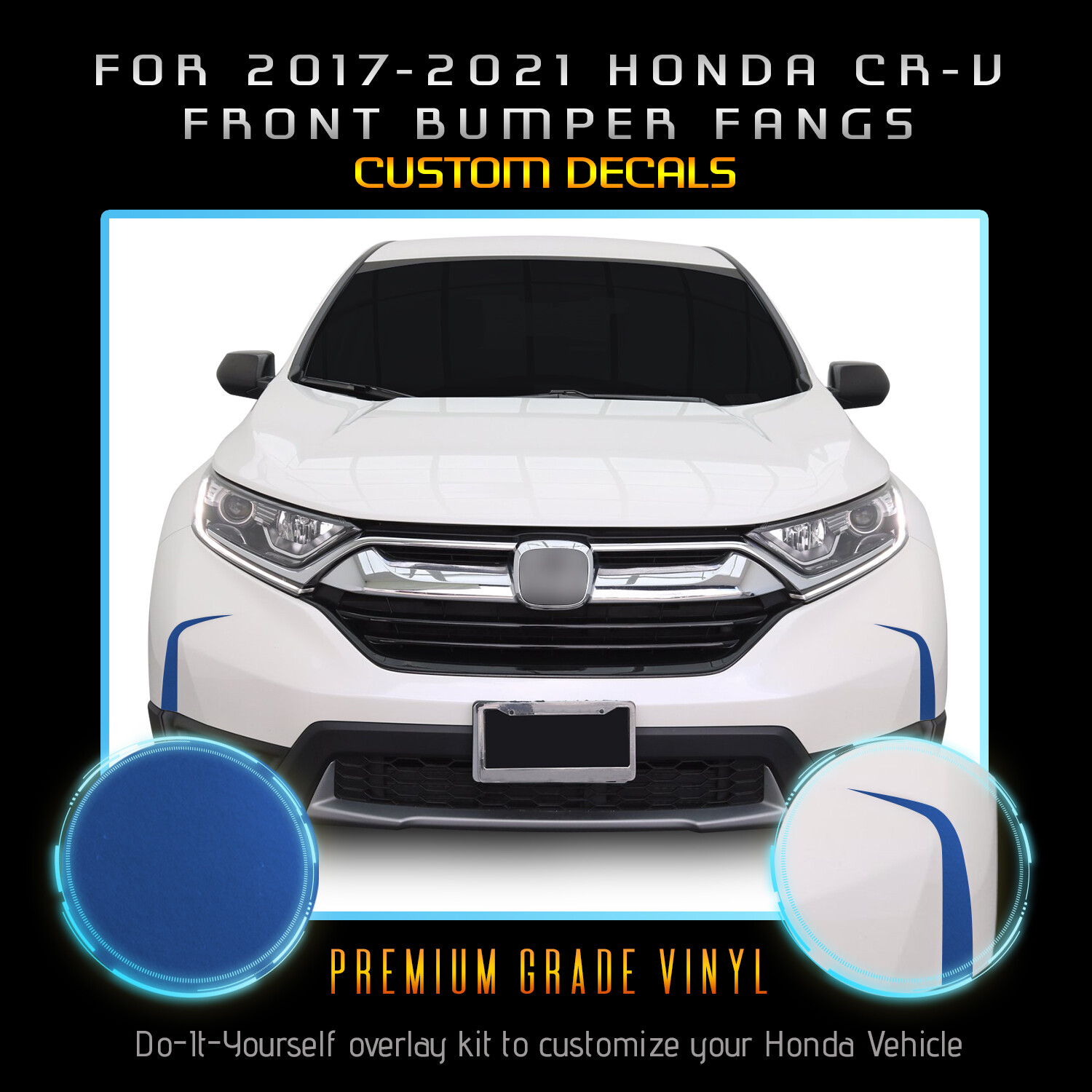 For 2017-2021 Honda CR-V Front Bumper Fangs Graphic Decal – Satin Metallic Vinyl