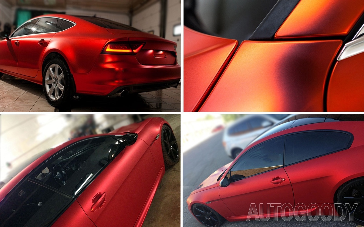 480″x60″ Satin Matte Chrome Metallic Red Vinyl Film Wrap Bubble Free 40ft x 5ft