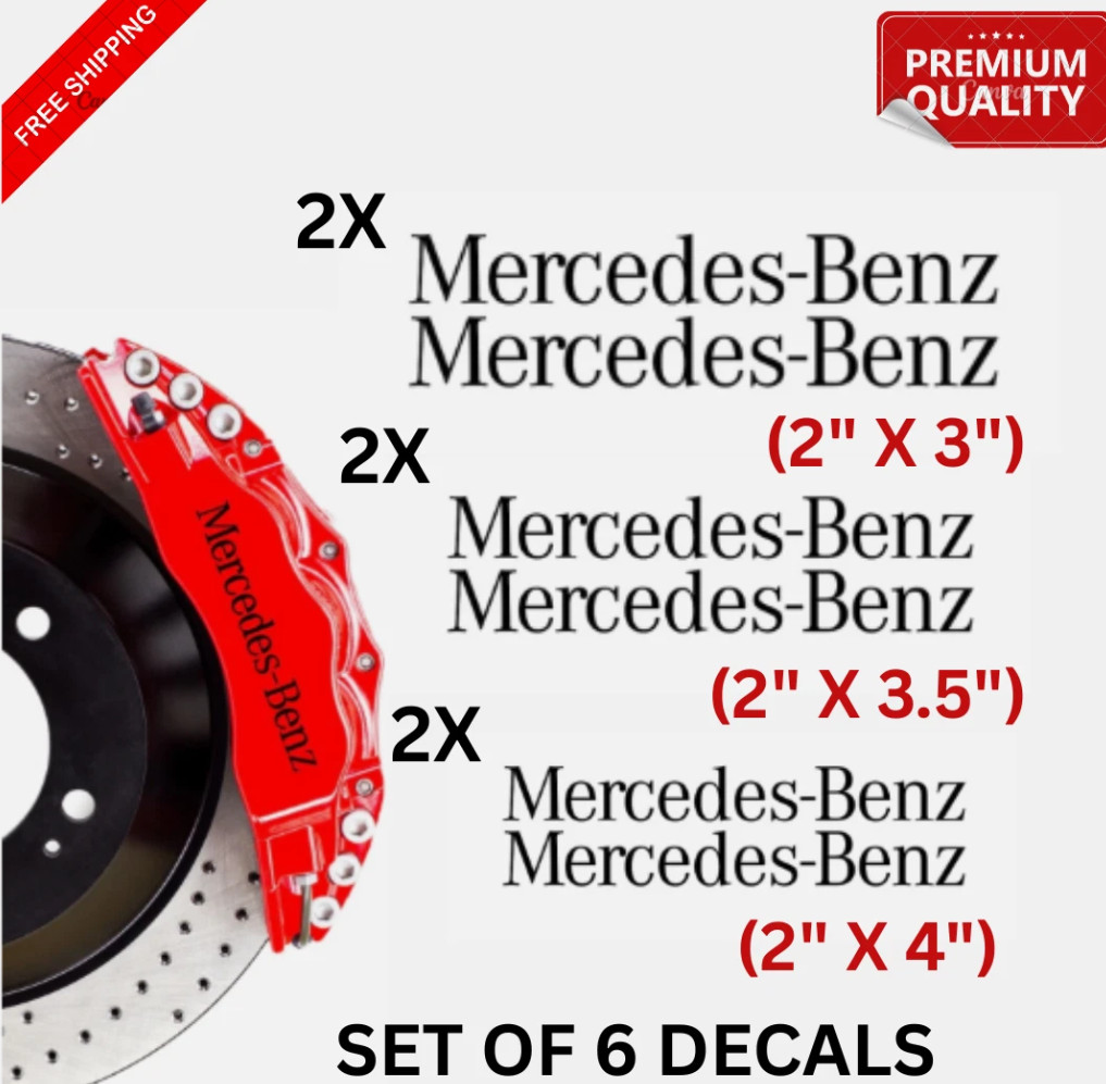 6x Mercedes-Benz Brake Caliper Decal Stickers / Car Decals / Car Stickers