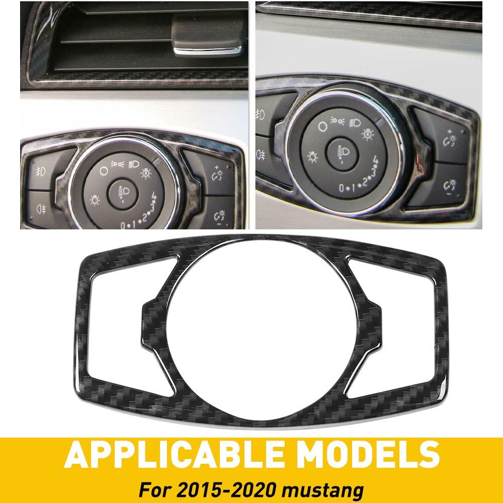 For Mustang Ford 15-19 Headlight Switch Button Frame CoverCarbon Fiber Sticker
