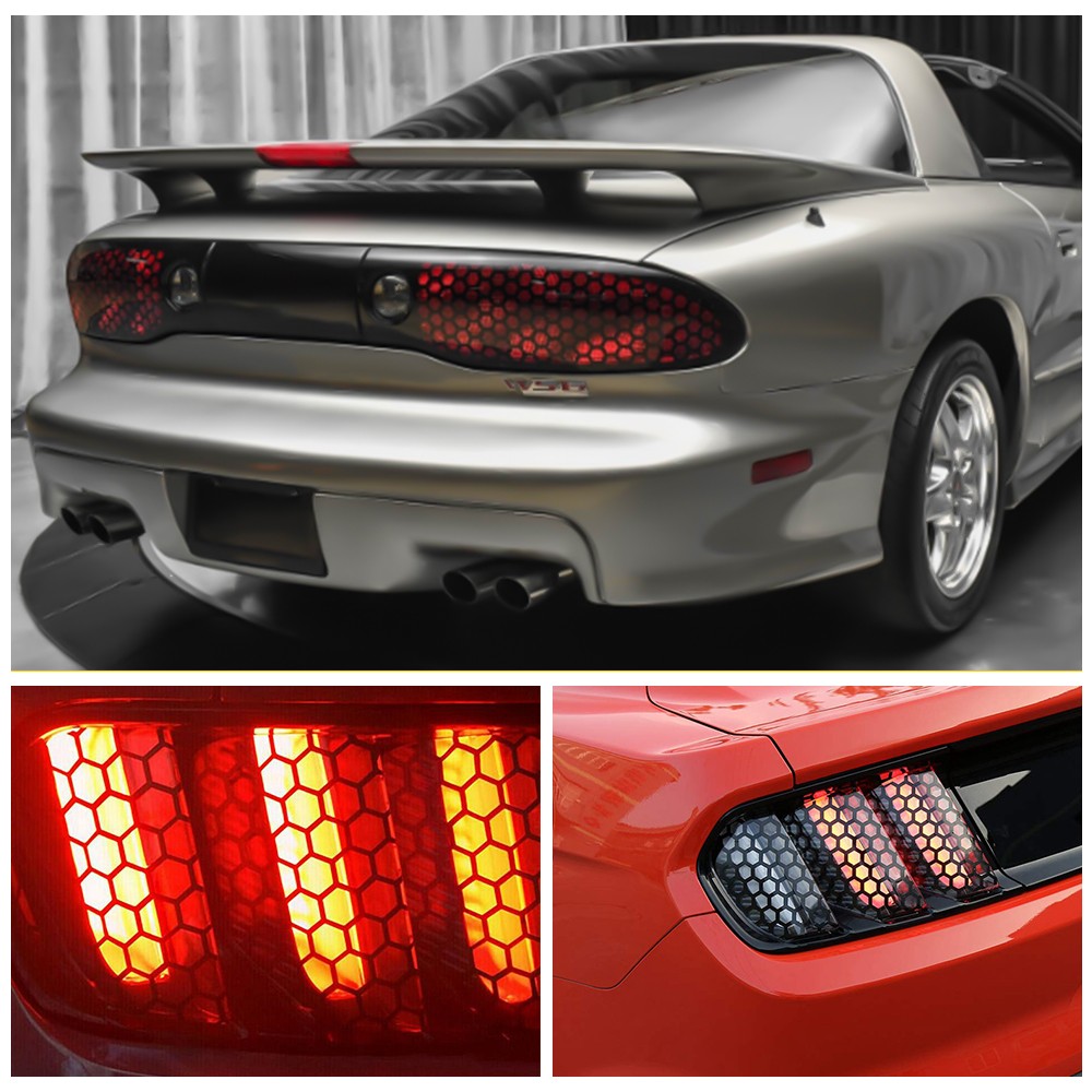 Car Rear Cover Light Tail Honeycomb Sticker Tail-lamp Decal Accessories 48*30CM