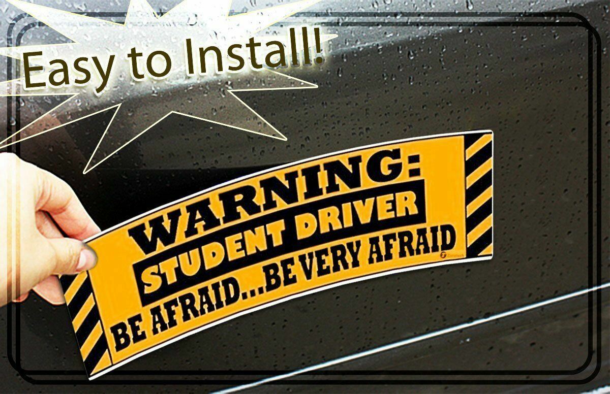 Zone Tech 3x Warning Student Driver Be Afraid Car Bumper Magnets Sign Reflective
