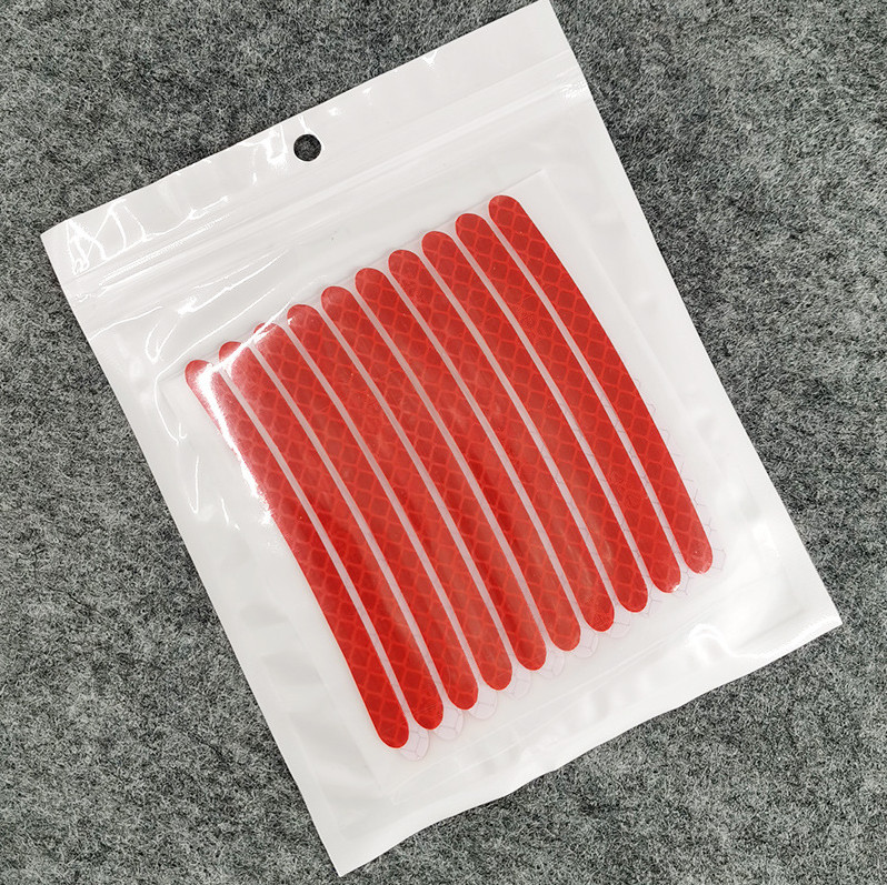 20P Reflective Car Wheel Decorative Stripe Stickers, Night Safety Warning Red/oa