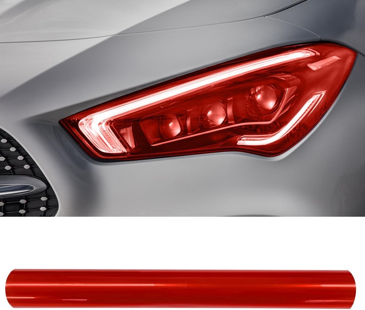 Car Light Tint Film, Red Self Adhesive Headlight Taillight Tint Wrap Film Roll