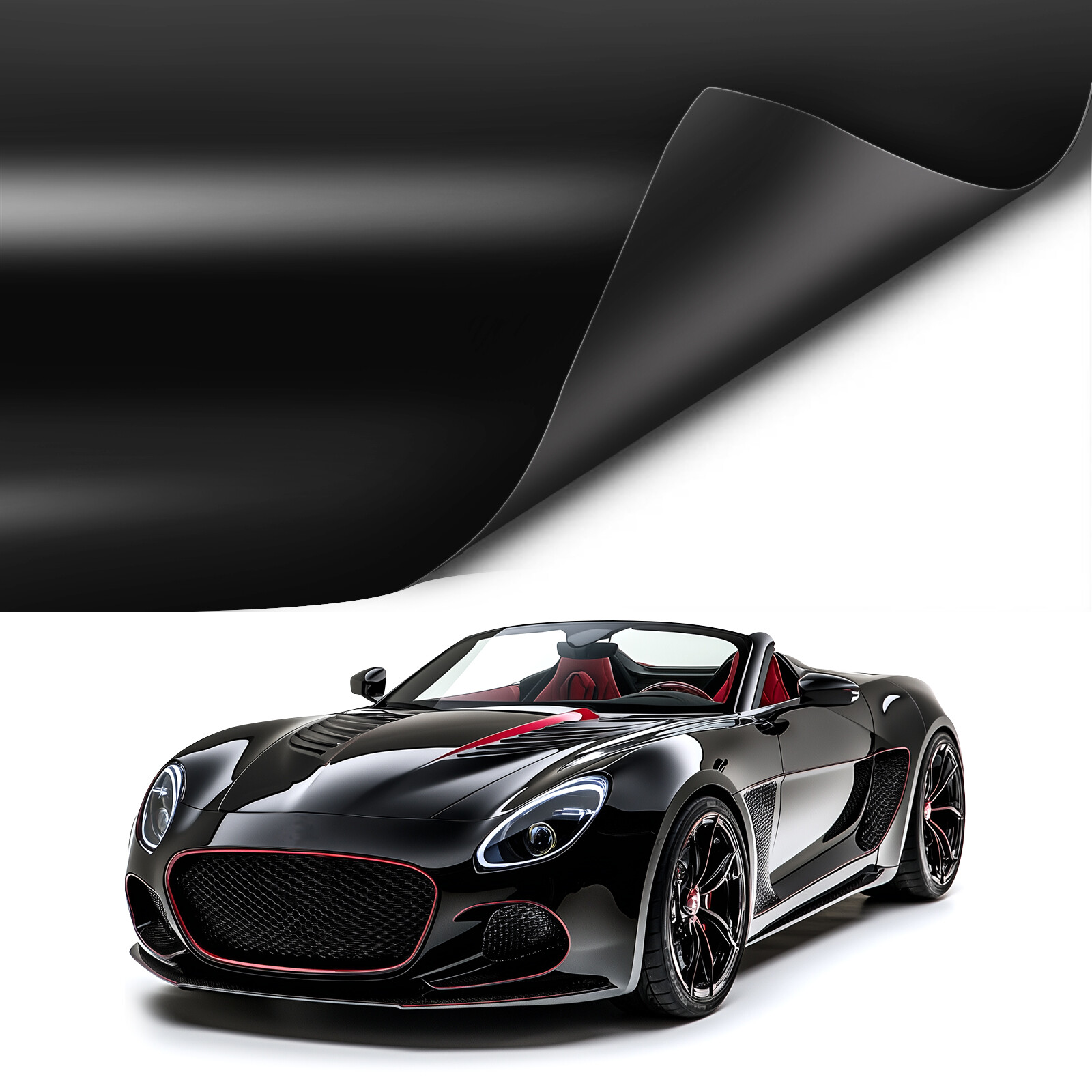 For Mercedes-Benz Roll 20FT*5FT Vinyl Car Wrap Carbon Fiber / Gloss Black