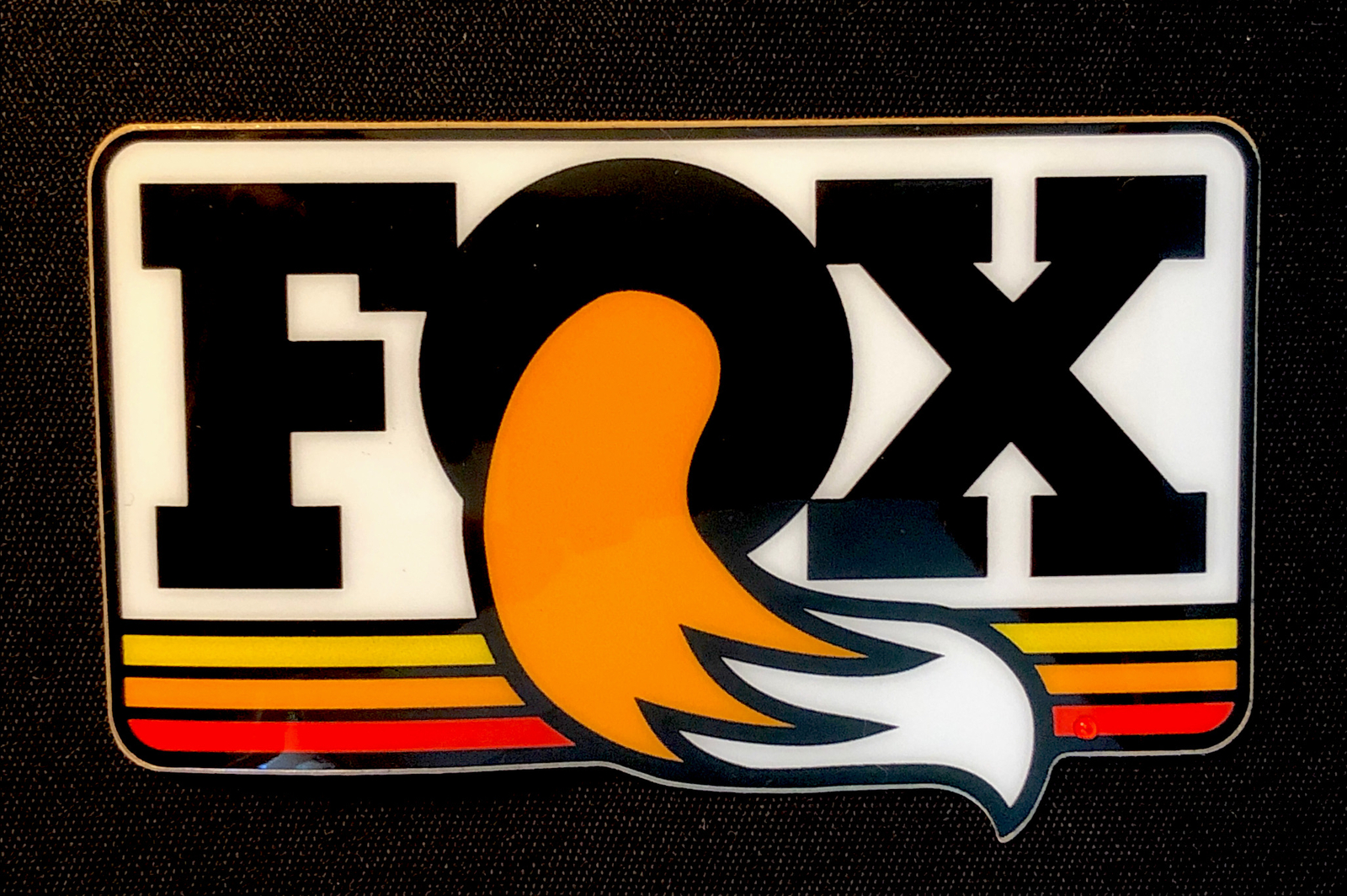 FOX RACING STICKER “THE FOX TAIL” 4“ X 2 1/2“ VERY THICK, DOUBLE GLOSSY!
