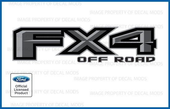 (2x) Ford F150 FX4 Off Road Decals FG Stickers Truck bed Side gray black FH5A1