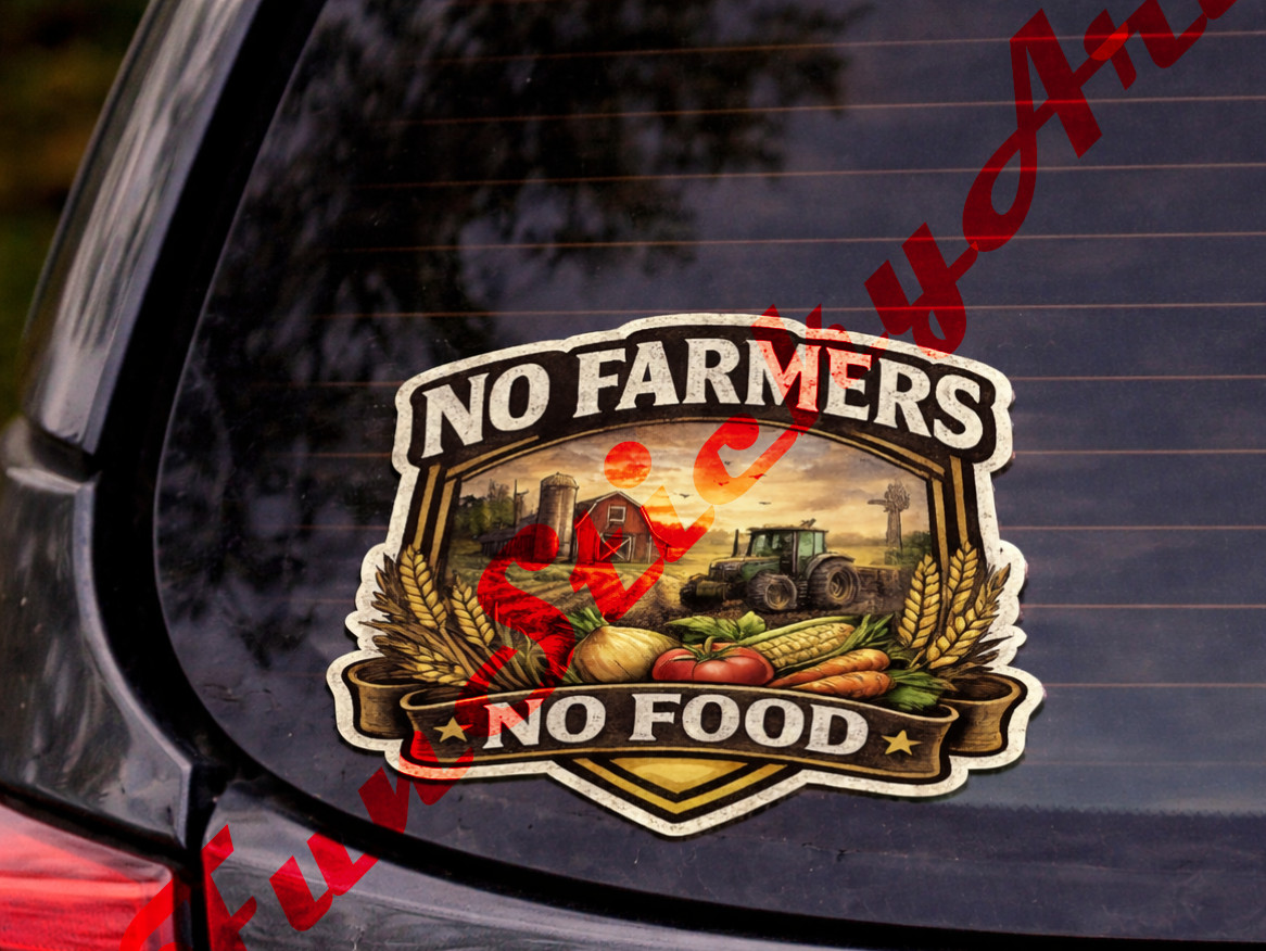5″No Farmers No Food Car Sticker Quality Weatherproof Vinyl UV Scratch Resistant