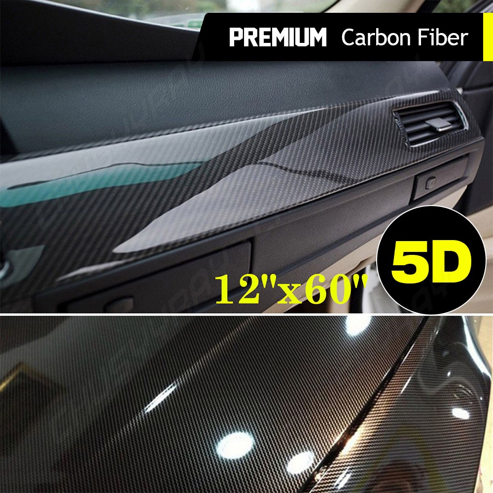 5D CHUSYYRAY HIGH GLOSS Black Carbon fiber Vinyl wrap Bubble Free Air Release