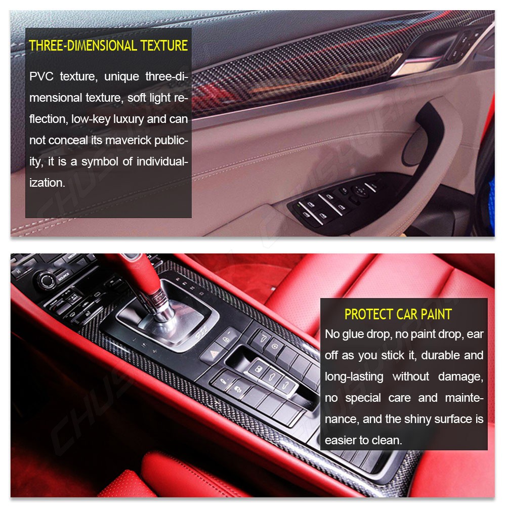 5D CHUSYYRAY HIGH GLOSS Black Carbon fiber Vinyl wrap Bubble Free Air Release