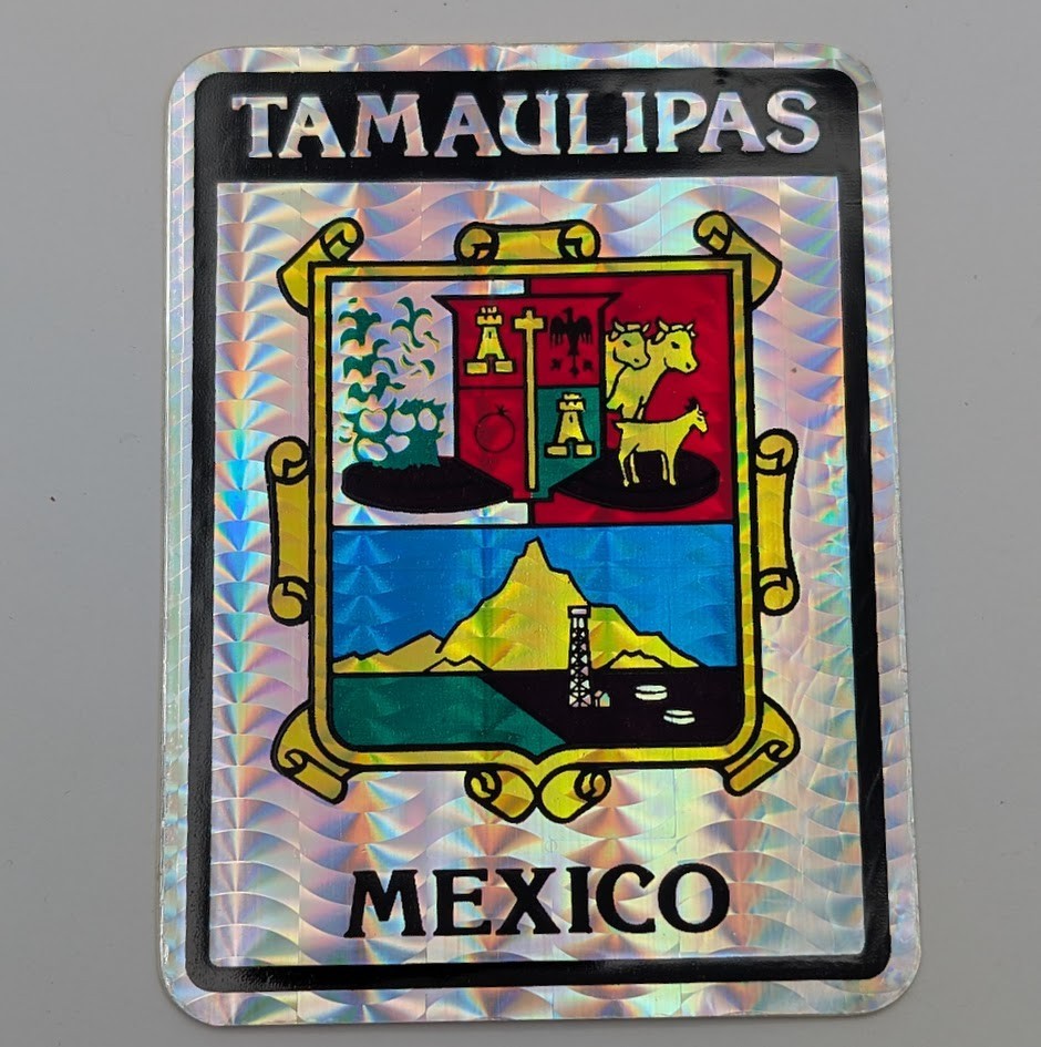 Vintage Tamaulipas Mexico Holographic Foil Sticker Decal 3×4 Inch