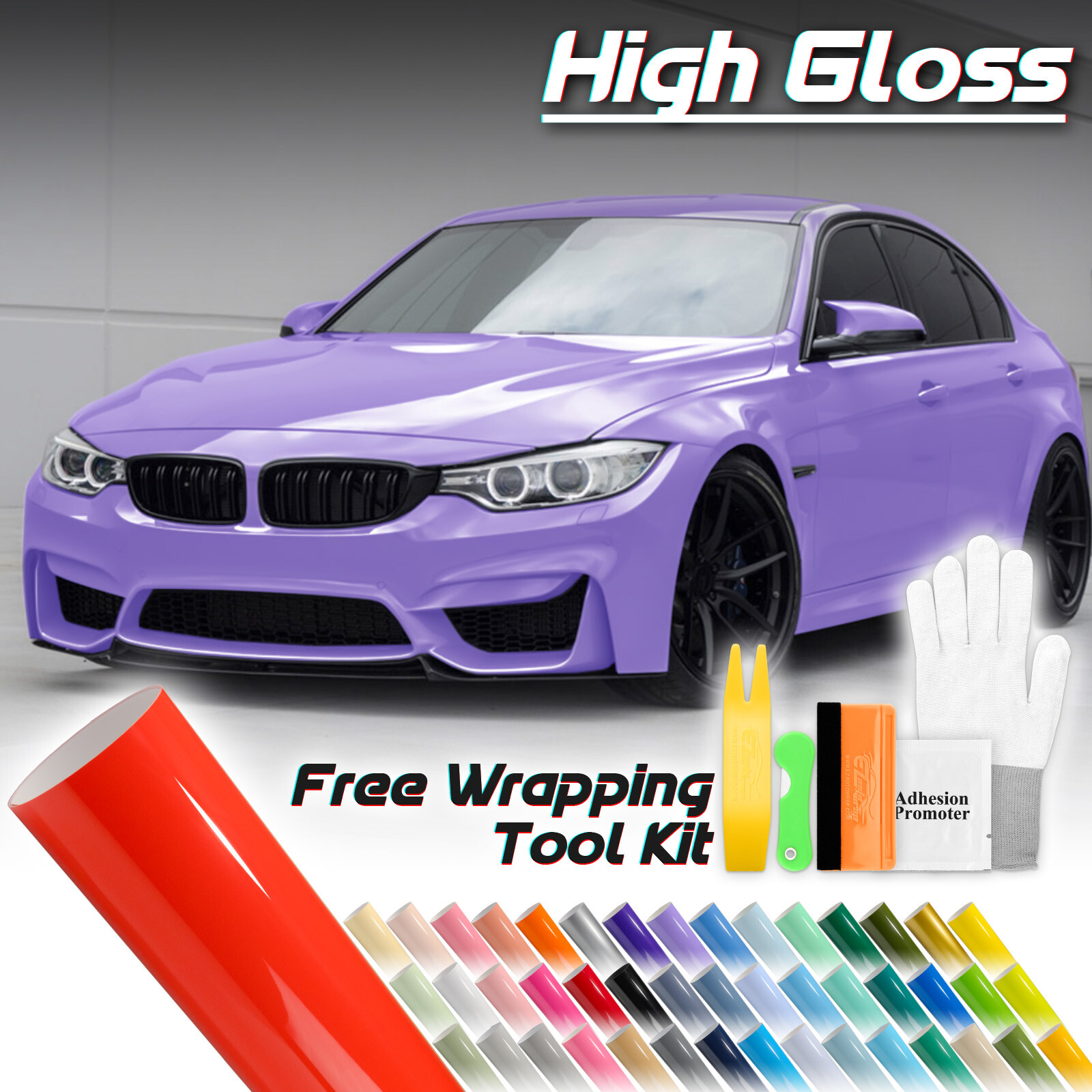 High Gloss Glossy Car Vinyl Wrap Sticker Decal Sheet Film Adhesive Air Release