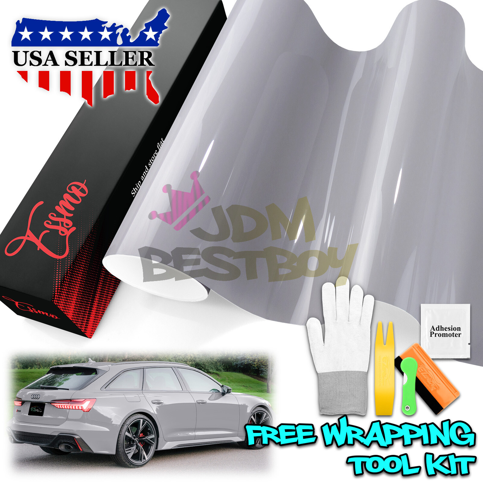 ESSMO PET Super Gloss Light Nardo Gray Car Vehicle Vinyl Wrap Decal Like Paint