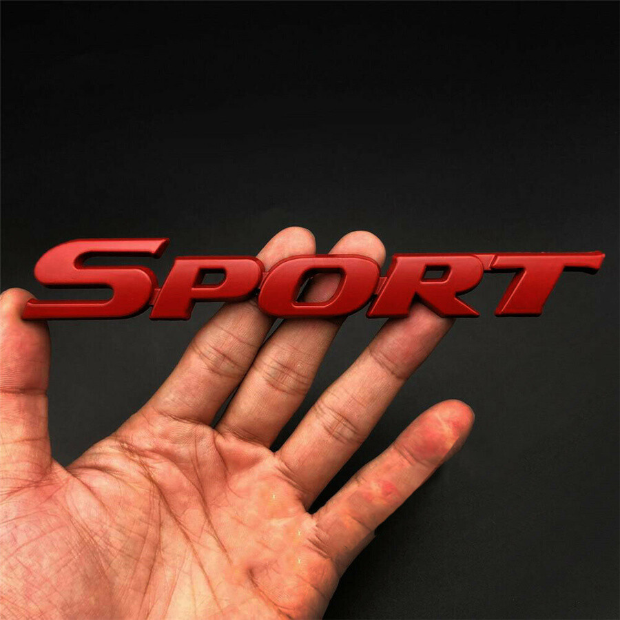 SPORT Logo Racing Car Body Fender Trunk Tailgate Emblem Badge Decor Sticker Red