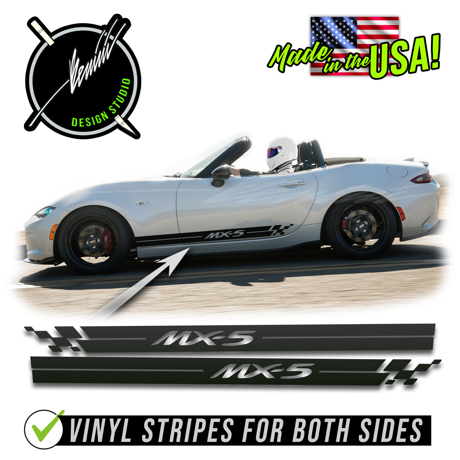 Side Door Rocker Racing Stripes Kit Fits – Mazda Miata MX-5 ALL YEARS