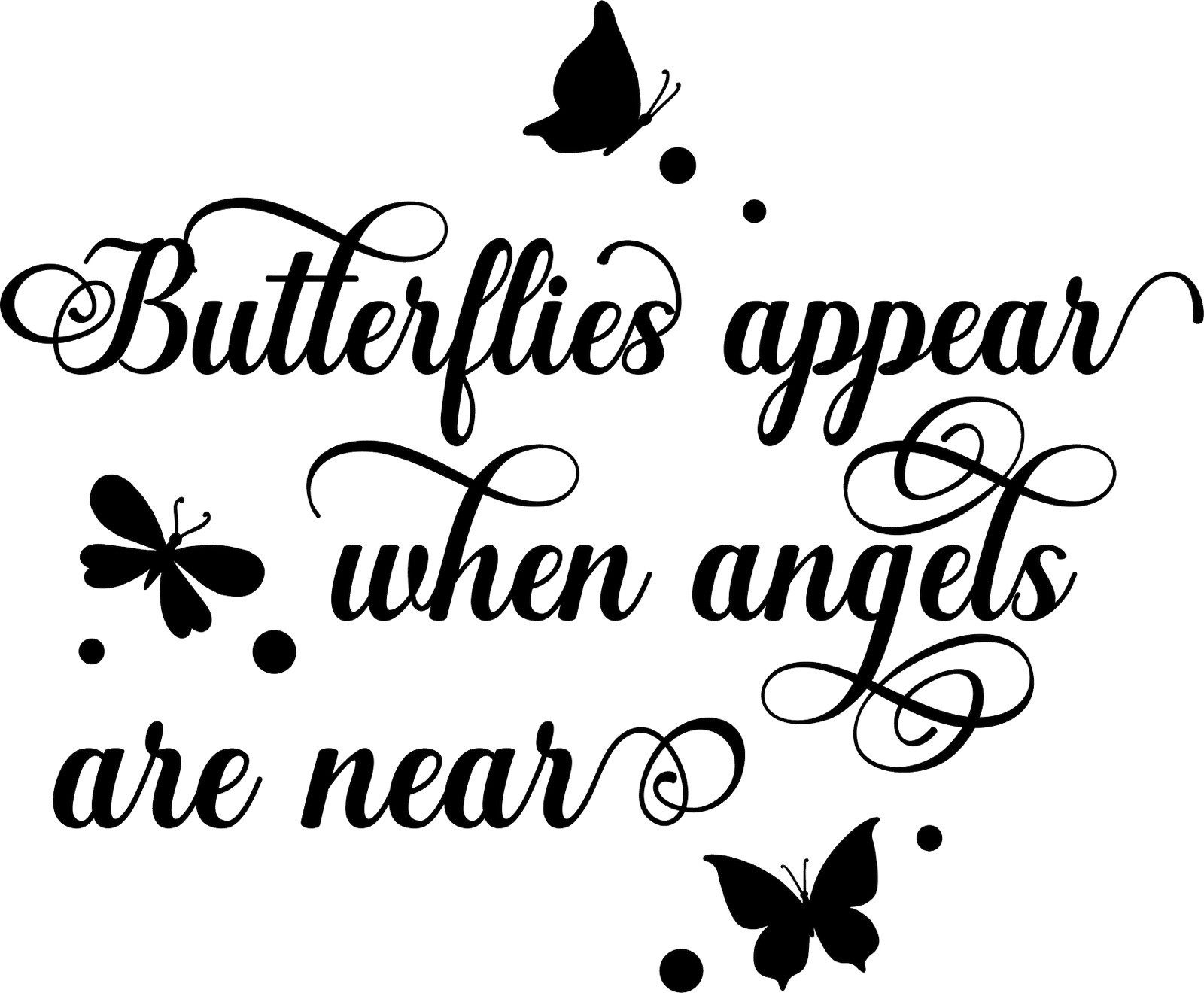 Grief And Loss Quote Sticker (3 Inch) Butterflies Appear When Angels Are Near !