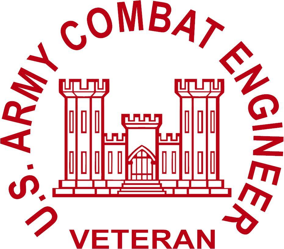 “U S ARMY COMBAT ENGINEER VETERAN” 3 Mil Vinyl Sticker for Car/Truck Window