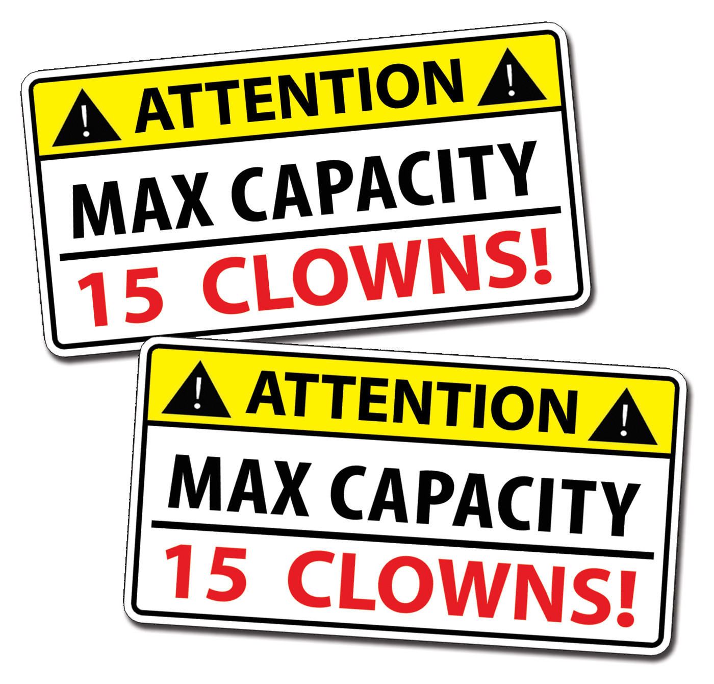 Funny Attention Max Capacity Clown Car Sticker Truck Bumper Window Decal Joke