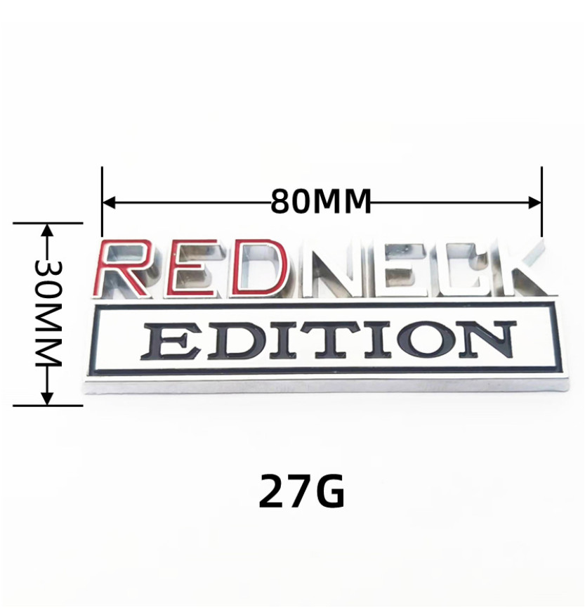 2Pcs 3D Zinc Alloy REDNECK EDITION Metal Letter Badge Car Emblem Bumper Decal