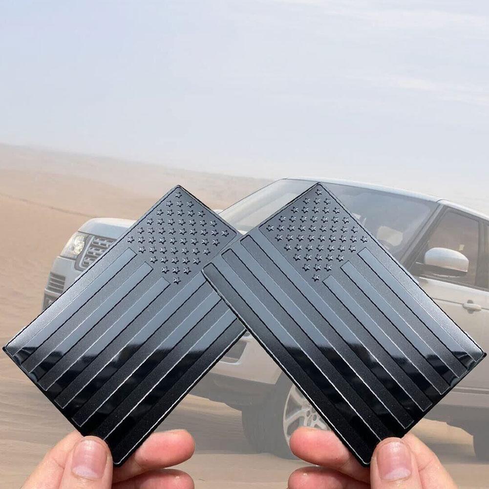 2PCS 3D Metal USA Flag Car Sticker American Truck Decal Emblem Black Stickers