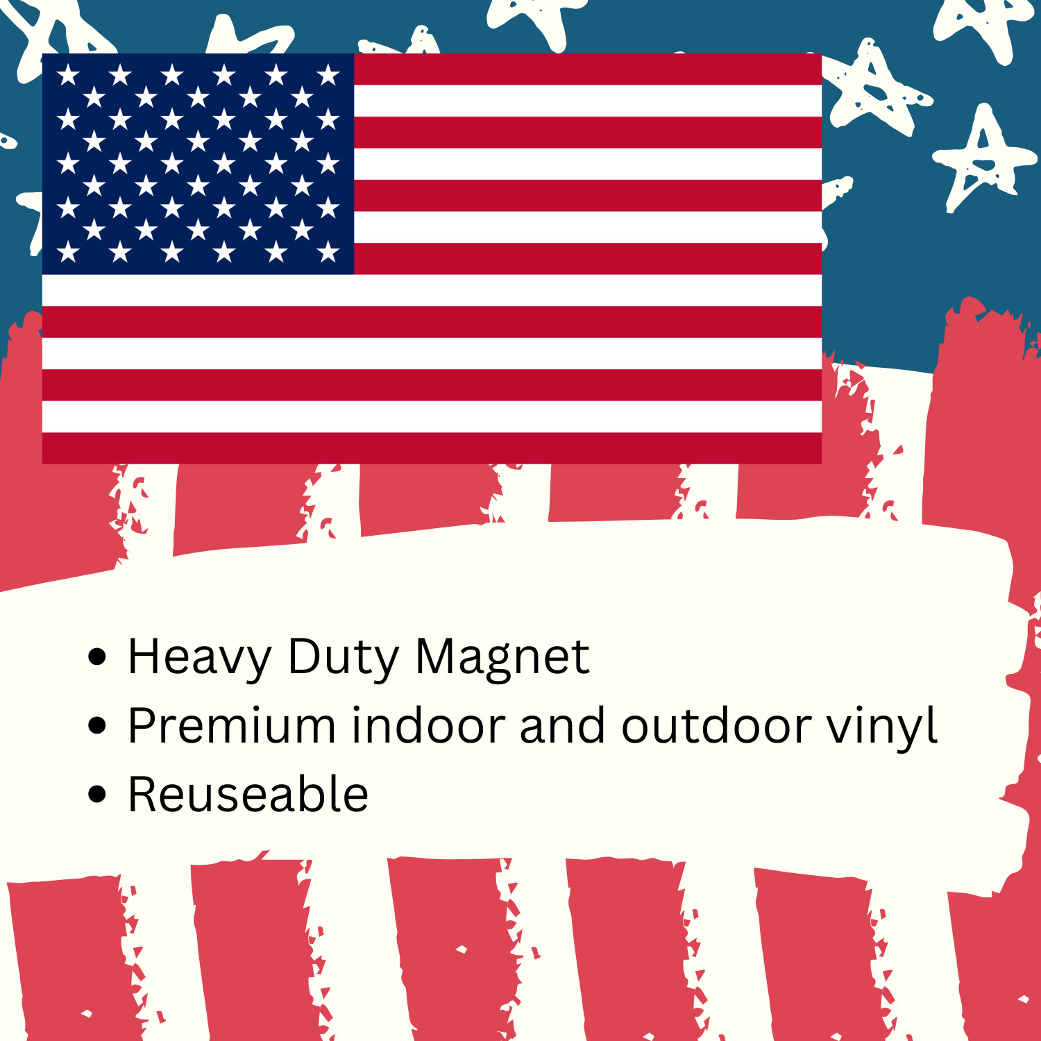 American Flag Heavy Duty Magnet Red White and Blue 3″ x 6″ Cars Trucks Outdoors