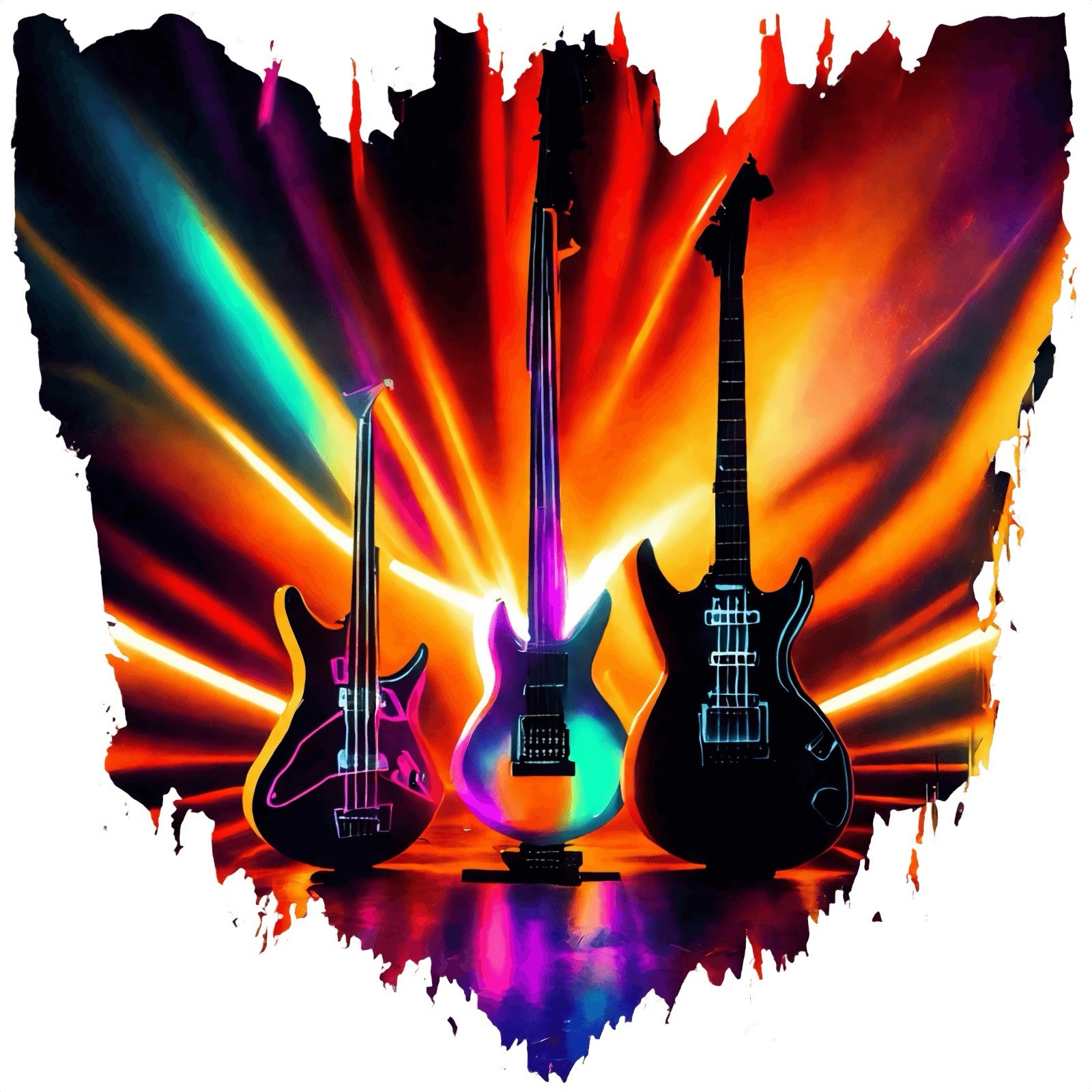 Music Phone Sticker (2 Inch) Electric Guitars Making Music Multi Color