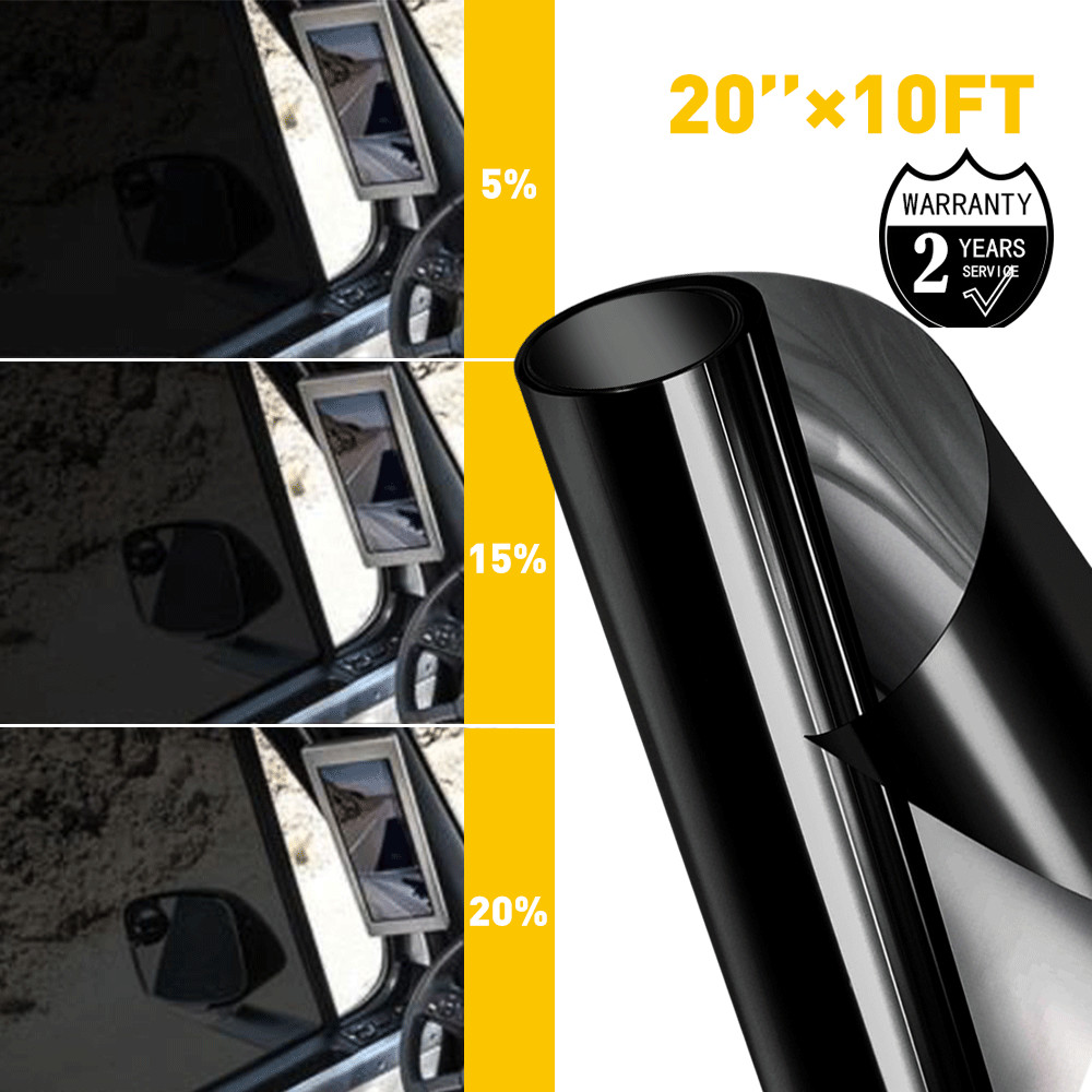 10′ Uncut Roll Window Tint Film 5% 15% 20% VLT 20″ x 10’ft Car Home Office Glass