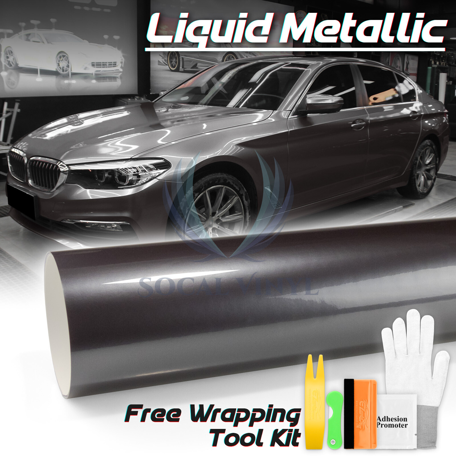 Premium Liquid Metallic Dark Agate Gray Auto Sticker Decal Vinyl Wrap Sheet Film